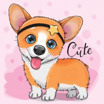 Kit de broderie Diamant - Wizardi - Corgi