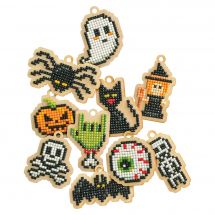 Support bois broderie Diamant - Wizardi - 10 sujets Halloween