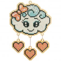 Support bois broderie Diamant - Wizardi - Nuage attrape-rêves