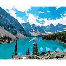 Kit de peinture par numéro - Wizardi - Lac de montagne