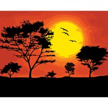 Kit de peinture par numéro - Wizardi - Coucher de soleil