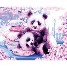 Kit de peinture par numéro - Wizardi - Pandas japonais