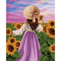 Kit de peinture par numéro - Wizardi - Parmi les tournesols