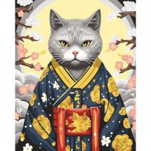 Kit de peinture par numéro - Wizardi - Chat en kimono