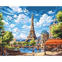 Kit de peinture par numéro - Wizardi - Matinée à Paris