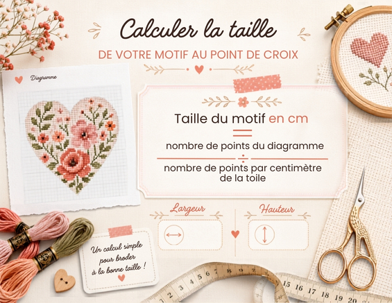 Formule pour calculer la taille d’un diagramme de point de croix