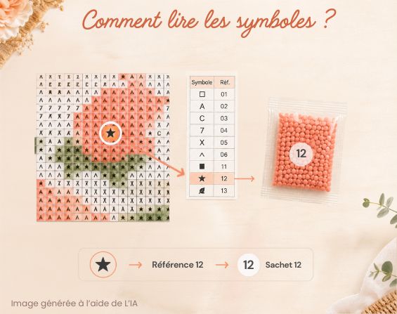 Comment lire les symboles et les références d’une toile de broderie Diamant